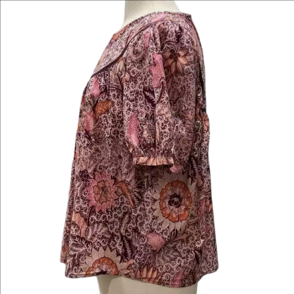 Madewell Yoked Puff Sleeves Top In Ball Bloom - Picture 4 of 9